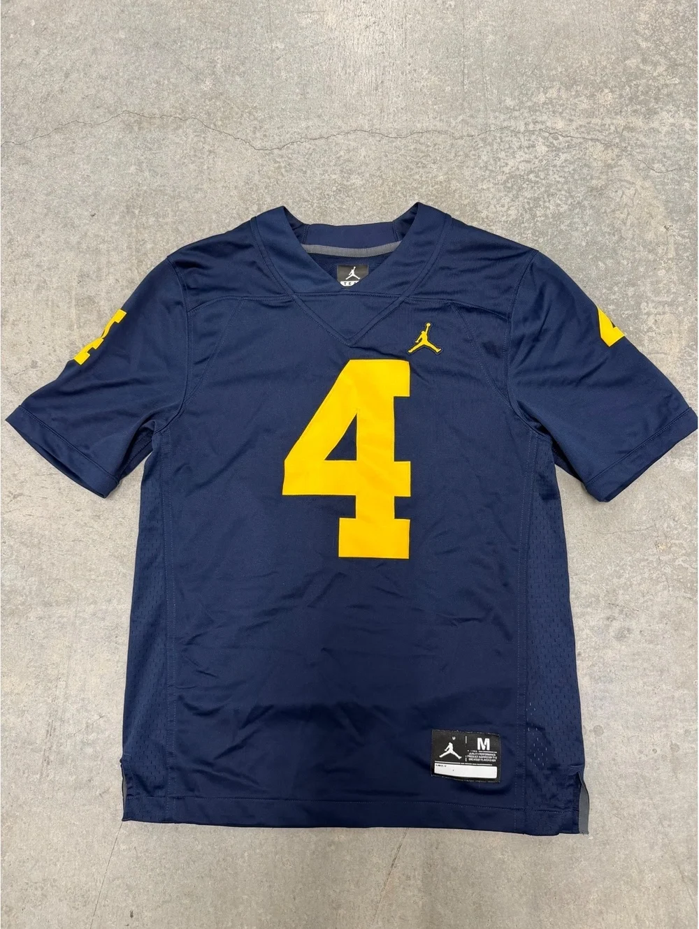 Nike Jordan Michigan Wolverines #4 Football Jersey Navy